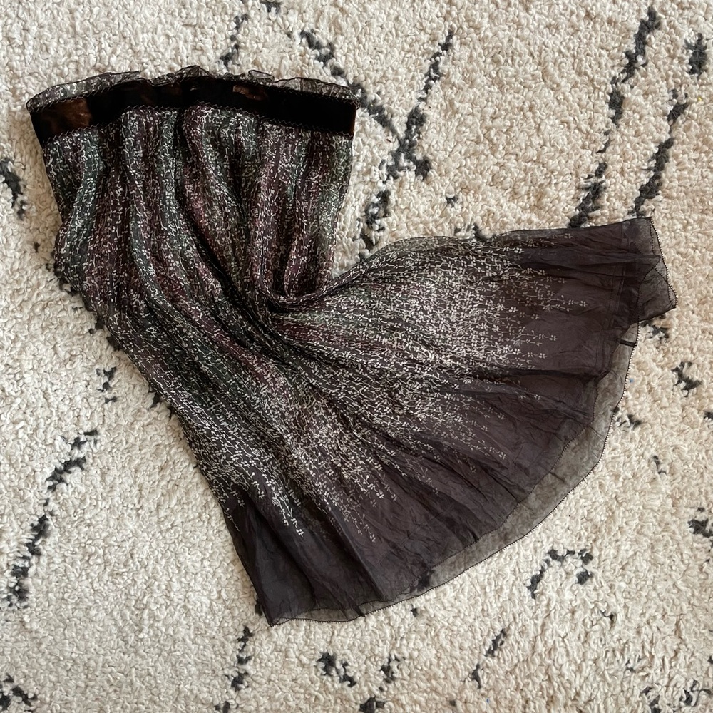 LOVELY OMBRÉ VELVET TRIM BOTANICAL FLOATY SKIRT 🌱